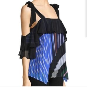 DELFI COLLECTIVE Anthropologie pleated cold shoulder multi color top Medium